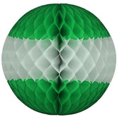 "14"" Green & White Honeycomb Balls"